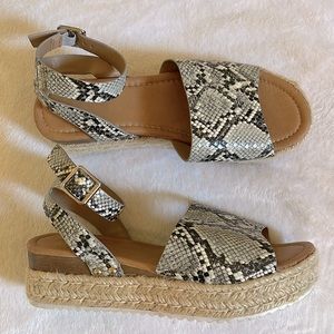 snake skin platform sandal
